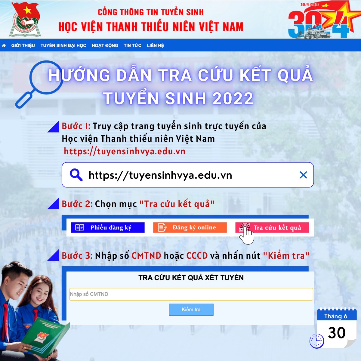 Hướng dẫn cách tra cứu kết quả trên website VYA