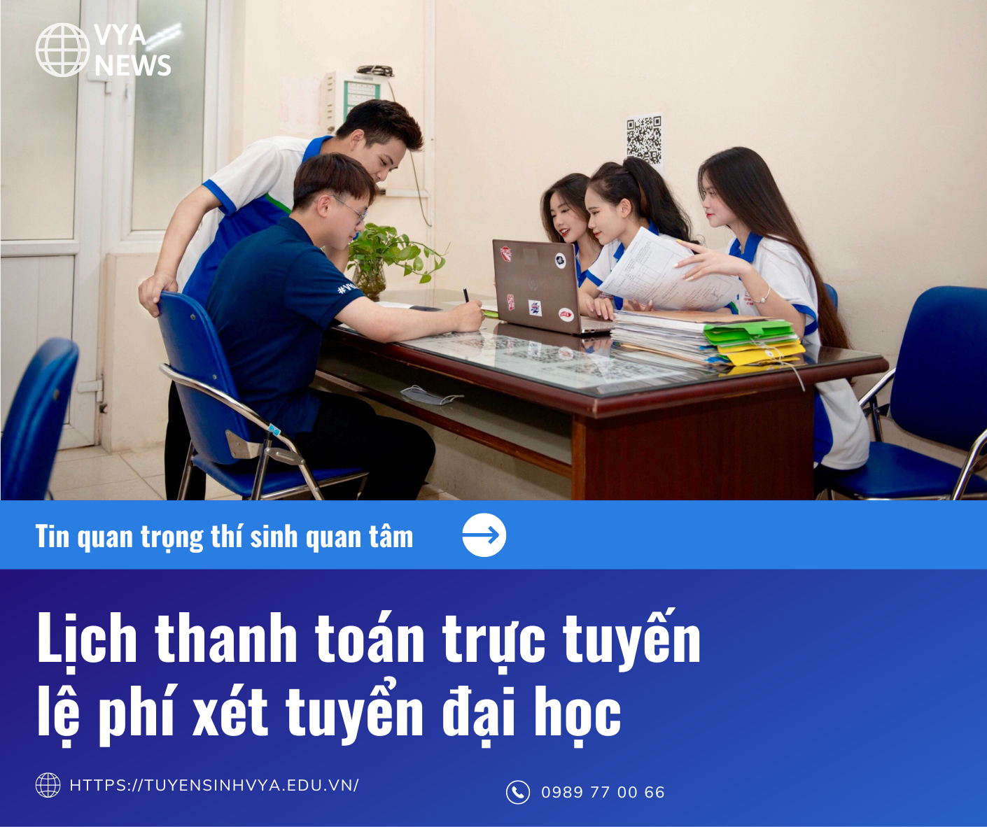 Lịch thanh toán trực tuyến lệ phí xét tuyển đại học