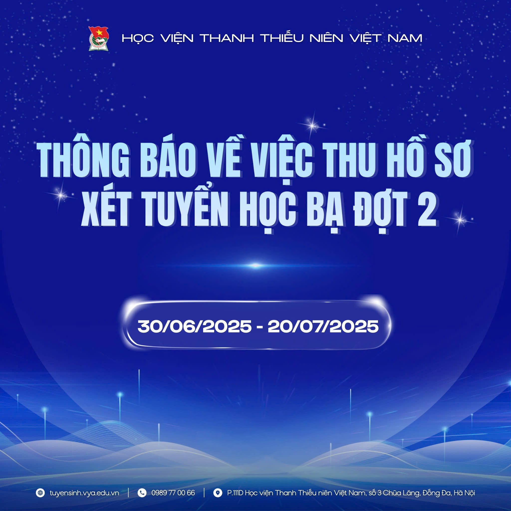 Thông báo về việc thu hồ sơ xét học bạ đợt 2